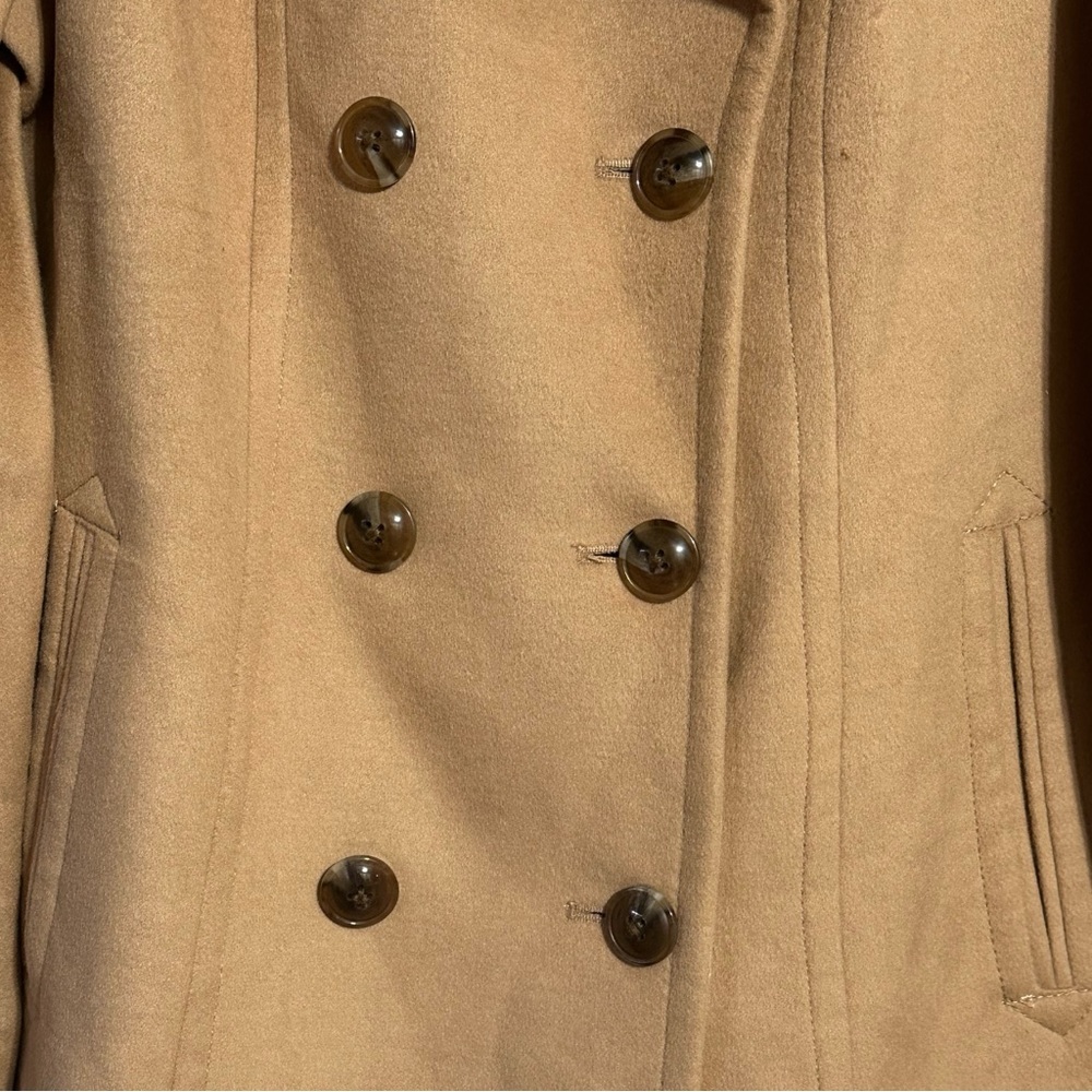 Land’s End NWT Camel Tan Buttoned Lined Peacoat 14T - Picture 7 of 12